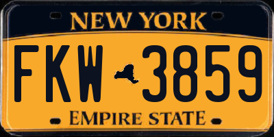 NY license plate FKW3859