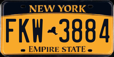 NY license plate FKW3884
