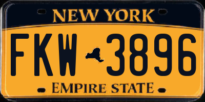 NY license plate FKW3896