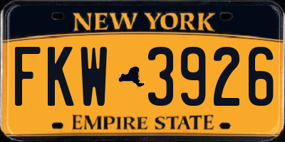 NY license plate FKW3926