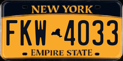 NY license plate FKW4033