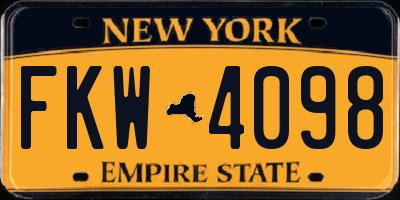 NY license plate FKW4098