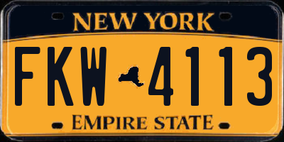 NY license plate FKW4113