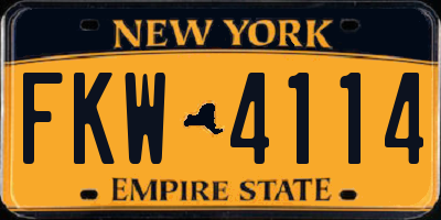 NY license plate FKW4114