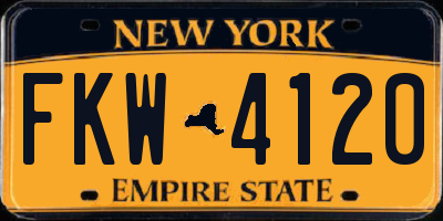 NY license plate FKW4120
