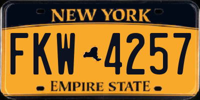 NY license plate FKW4257