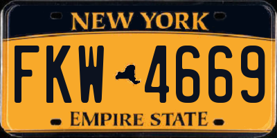 NY license plate FKW4669