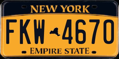 NY license plate FKW4670