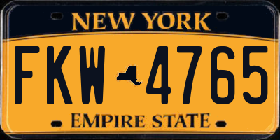 NY license plate FKW4765
