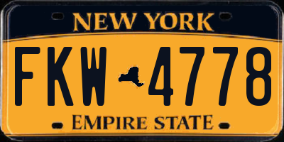 NY license plate FKW4778