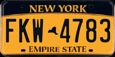 NY license plate FKW4783
