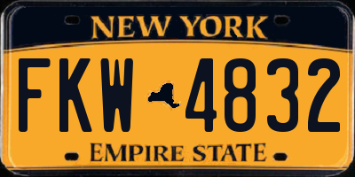 NY license plate FKW4832