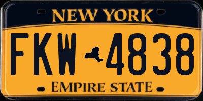 NY license plate FKW4838