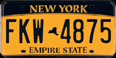 NY license plate FKW4875
