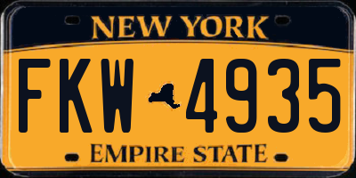 NY license plate FKW4935