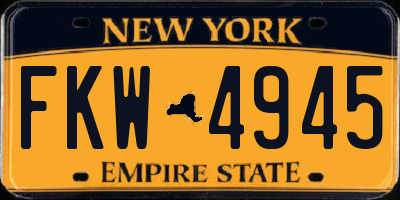 NY license plate FKW4945