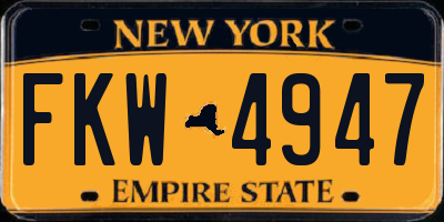 NY license plate FKW4947