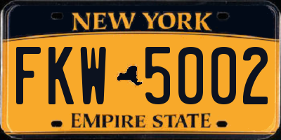 NY license plate FKW5002