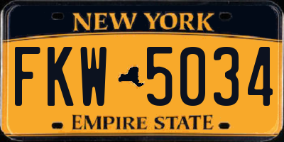 NY license plate FKW5034