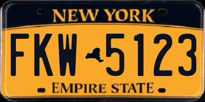 NY license plate FKW5123