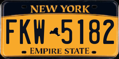 NY license plate FKW5182