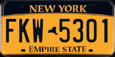 NY license plate FKW5301