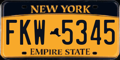 NY license plate FKW5345