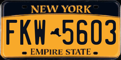 NY license plate FKW5603