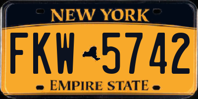 NY license plate FKW5742
