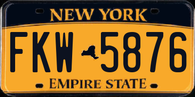 NY license plate FKW5876