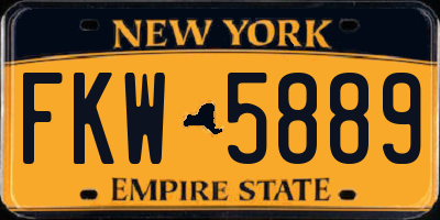 NY license plate FKW5889