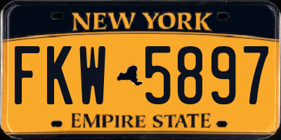 NY license plate FKW5897
