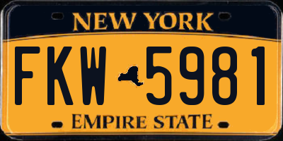 NY license plate FKW5981
