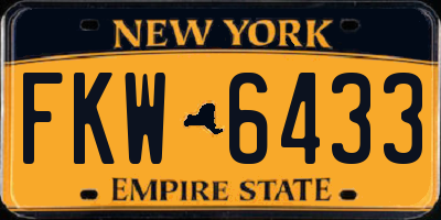 NY license plate FKW6433
