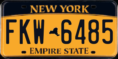 NY license plate FKW6485