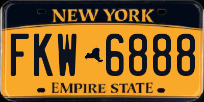NY license plate FKW6888