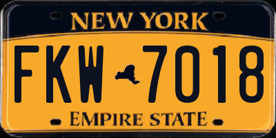 NY license plate FKW7018