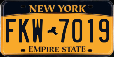 NY license plate FKW7019