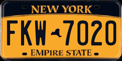 NY license plate FKW7020