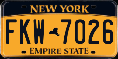 NY license plate FKW7026