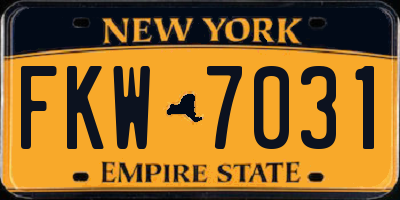 NY license plate FKW7031