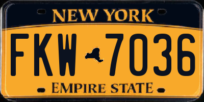 NY license plate FKW7036