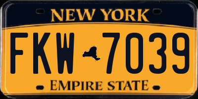 NY license plate FKW7039