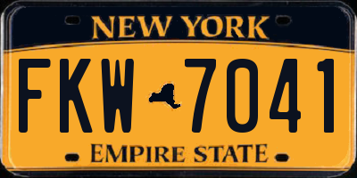 NY license plate FKW7041