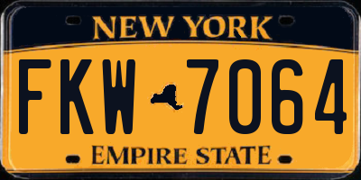 NY license plate FKW7064
