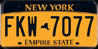 NY license plate FKW7077