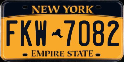 NY license plate FKW7082