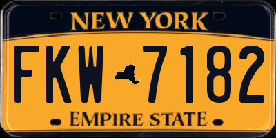 NY license plate FKW7182