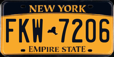 NY license plate FKW7206