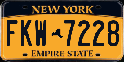 NY license plate FKW7228